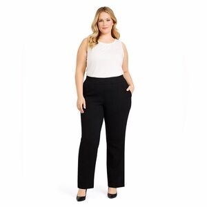 Laura Ashley 24W Jet Black Stretch Pull On Career Pants Plus NWT